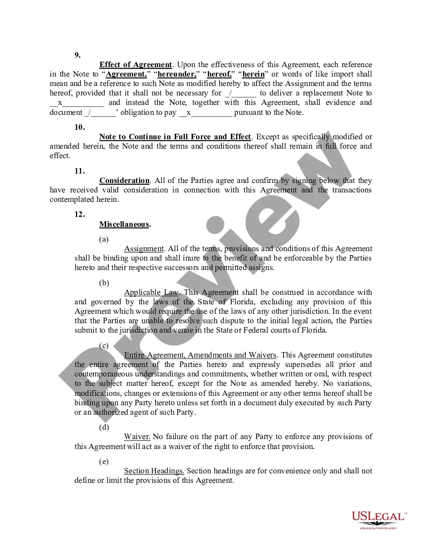 Preview Assignment and Novation Agreement