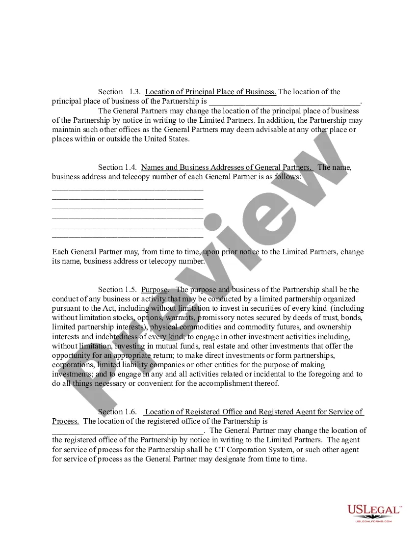 Get Agreement of Limited Partnership Preview Agreement of Limited Partnership