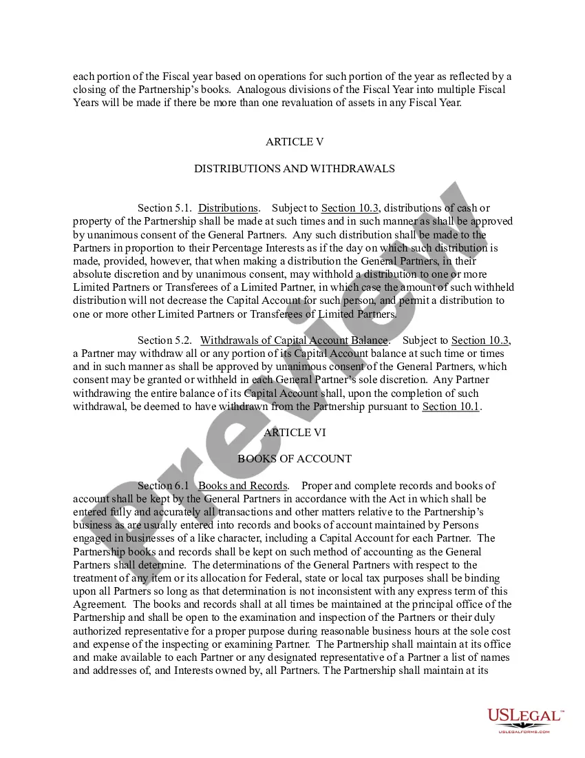 Get Agreement of Limited Partnership Preview Agreement of Limited Partnership