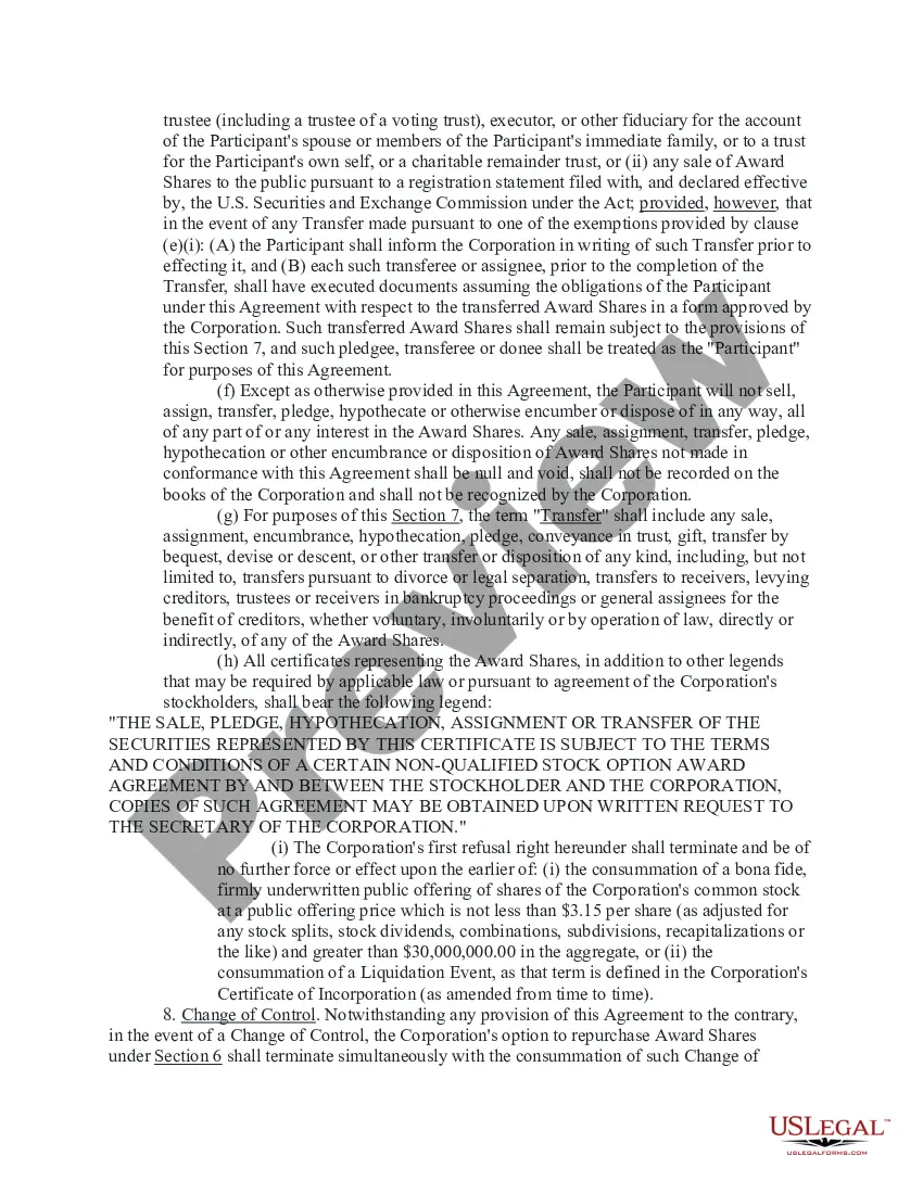 Get Non-Qualified Stock Option Award Agreement Preview Non-Qualified Stock Option Award Agreement