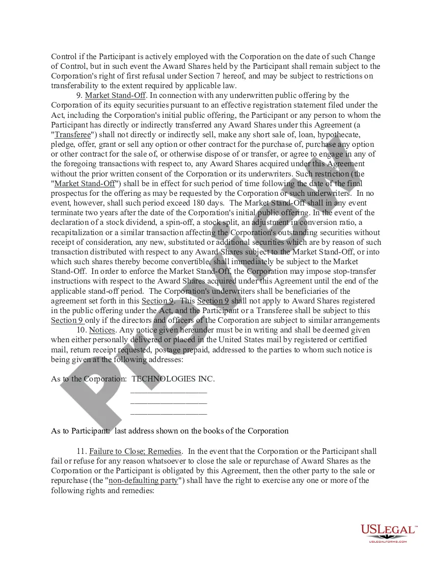 Get Non-Qualified Stock Option Award Agreement Preview Non-Qualified Stock Option Award Agreement