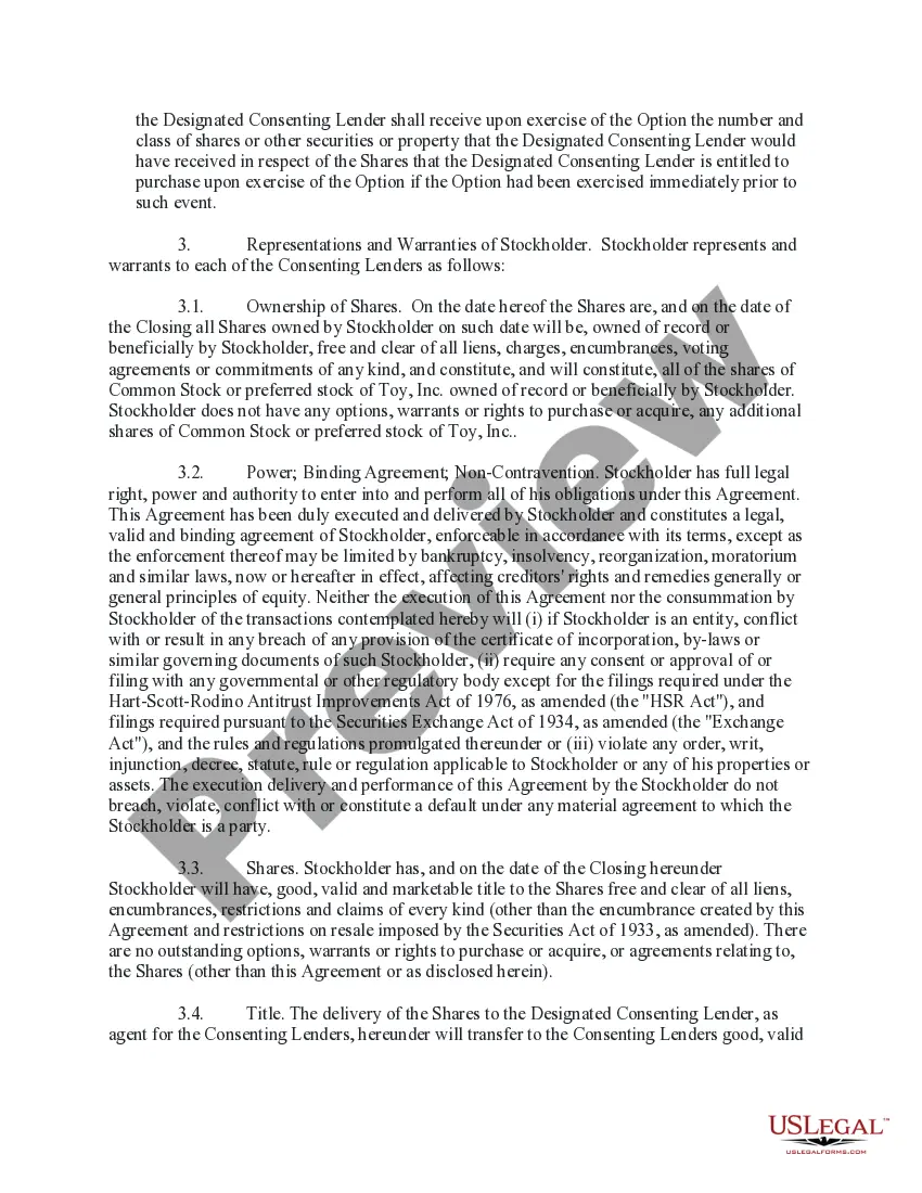 Preview Proxy and Stock Option Agreement