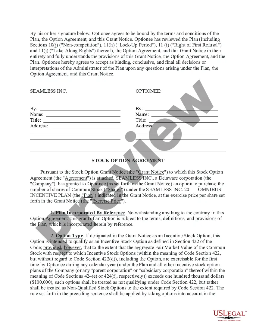 Get Stock Option Grant Notice - Including Stock Option Agreement And Investment Representation Statement Preview Stock Option Grant Notice - Including Stock Option Agreement And Investment Representation Statement