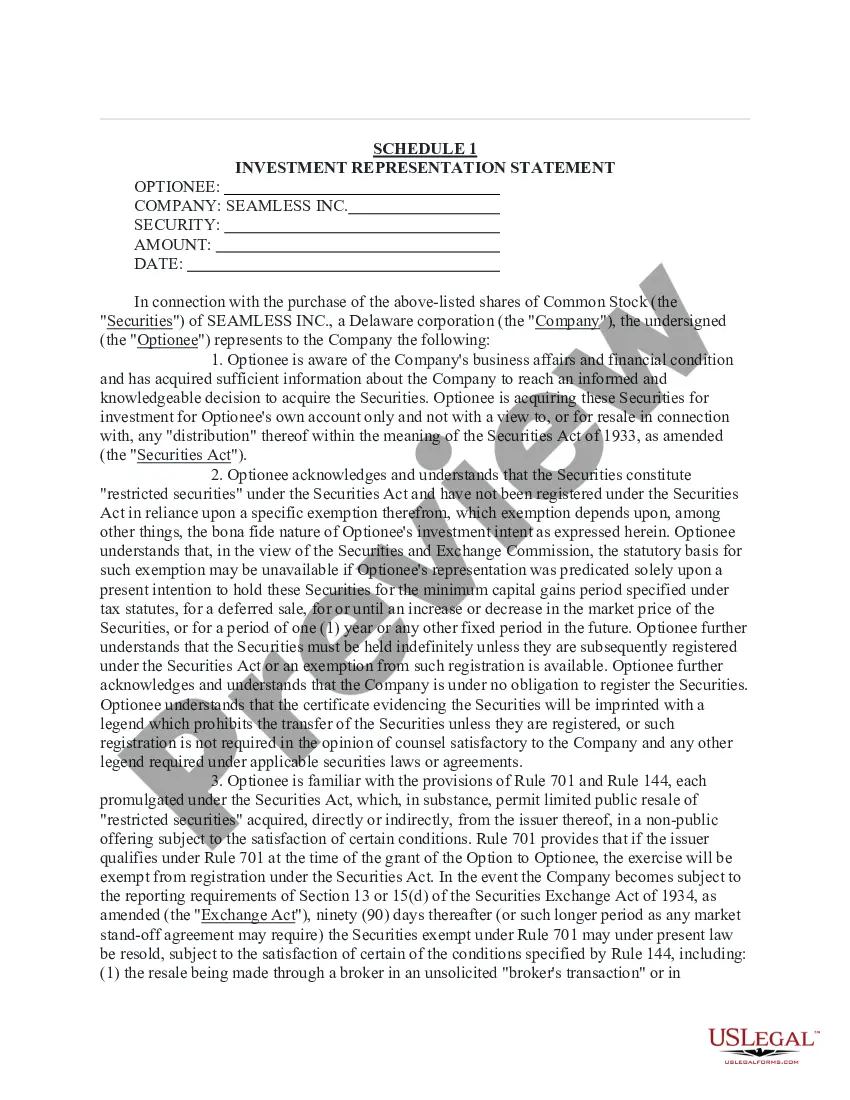 Get Stock Option Grant Notice - Including Stock Option Agreement And Investment Representation Statement Preview Stock Option Grant Notice - Including Stock Option Agreement And Investment Representation Statement
