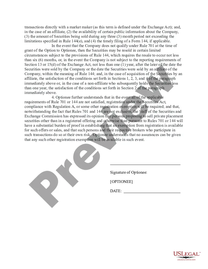 Get Stock Option Grant Notice - Including Stock Option Agreement And Investment Representation Statement Preview Stock Option Grant Notice - Including Stock Option Agreement And Investment Representation Statement