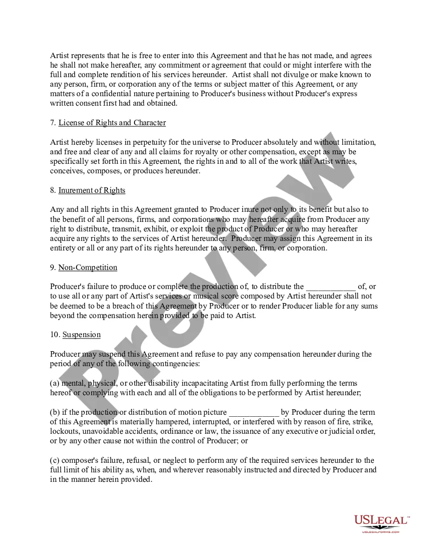 Preview Music Artist Agreement
