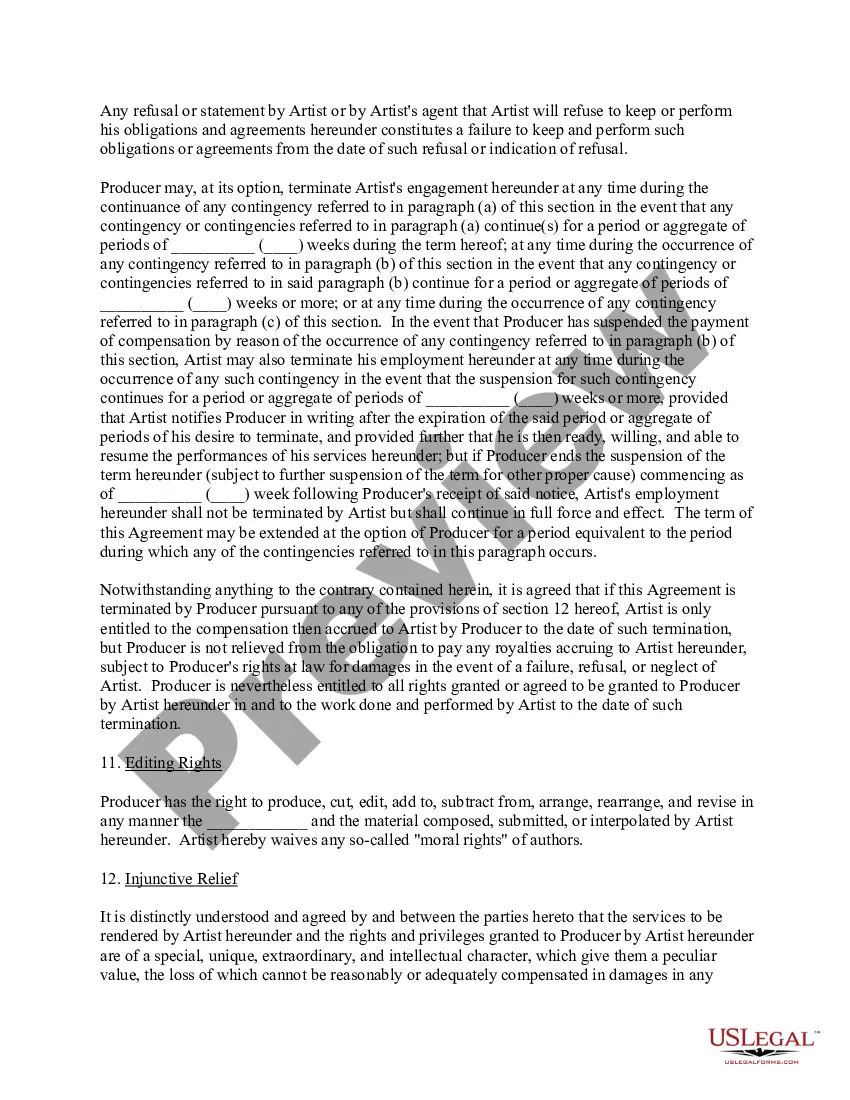 Preview Music Artist Agreement