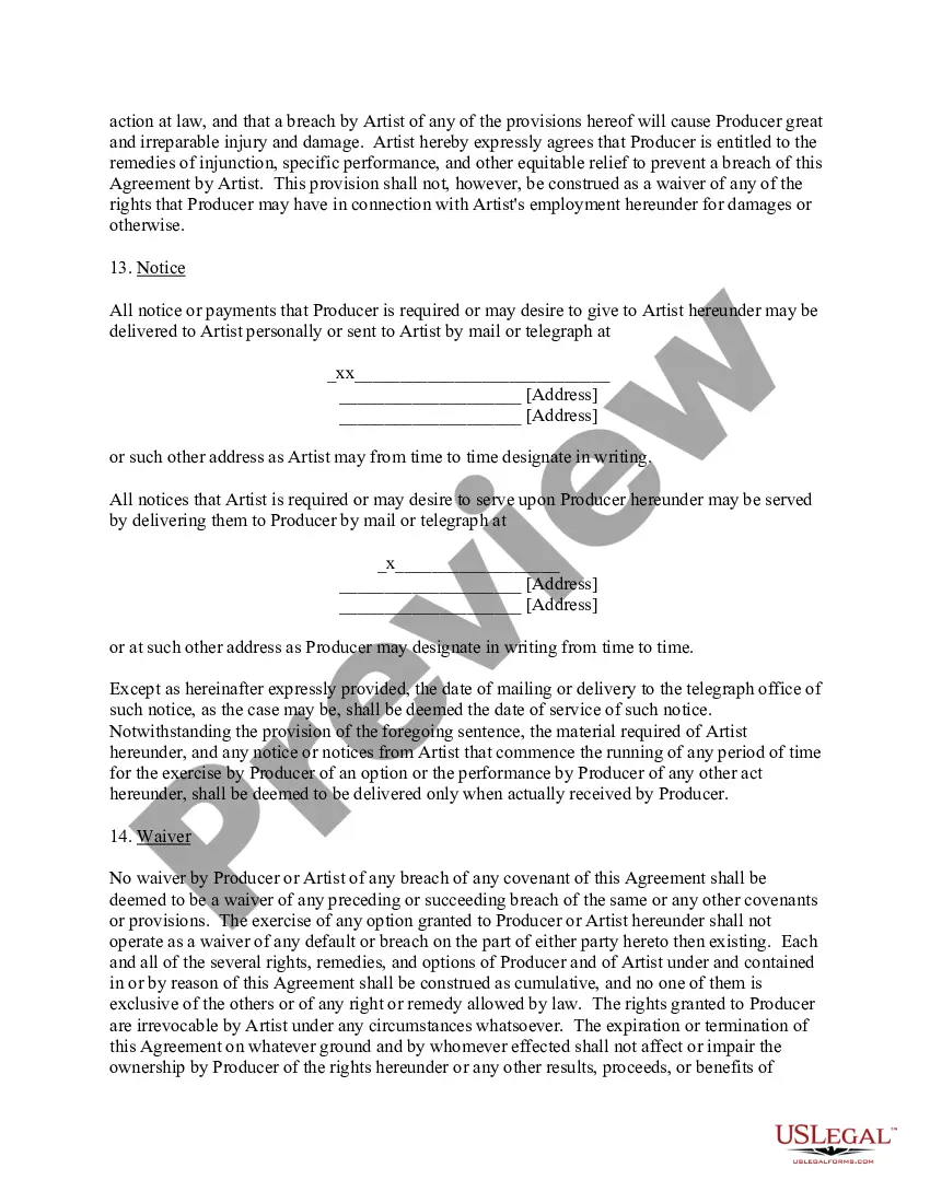 Preview Music Artist Agreement