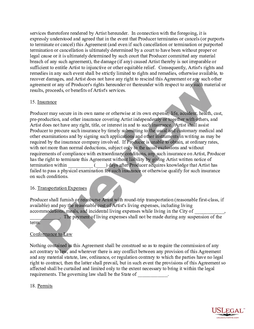 Preview Music Artist Agreement