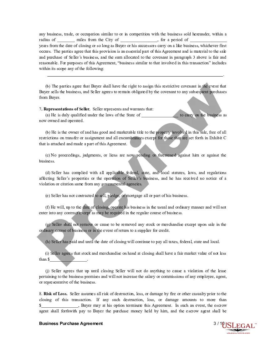 Preview Business Purchase Agreement