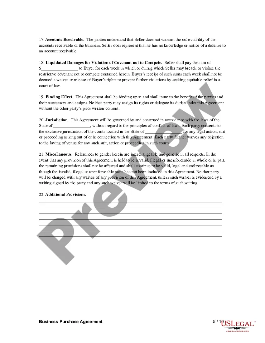 Preview Business Purchase Agreement