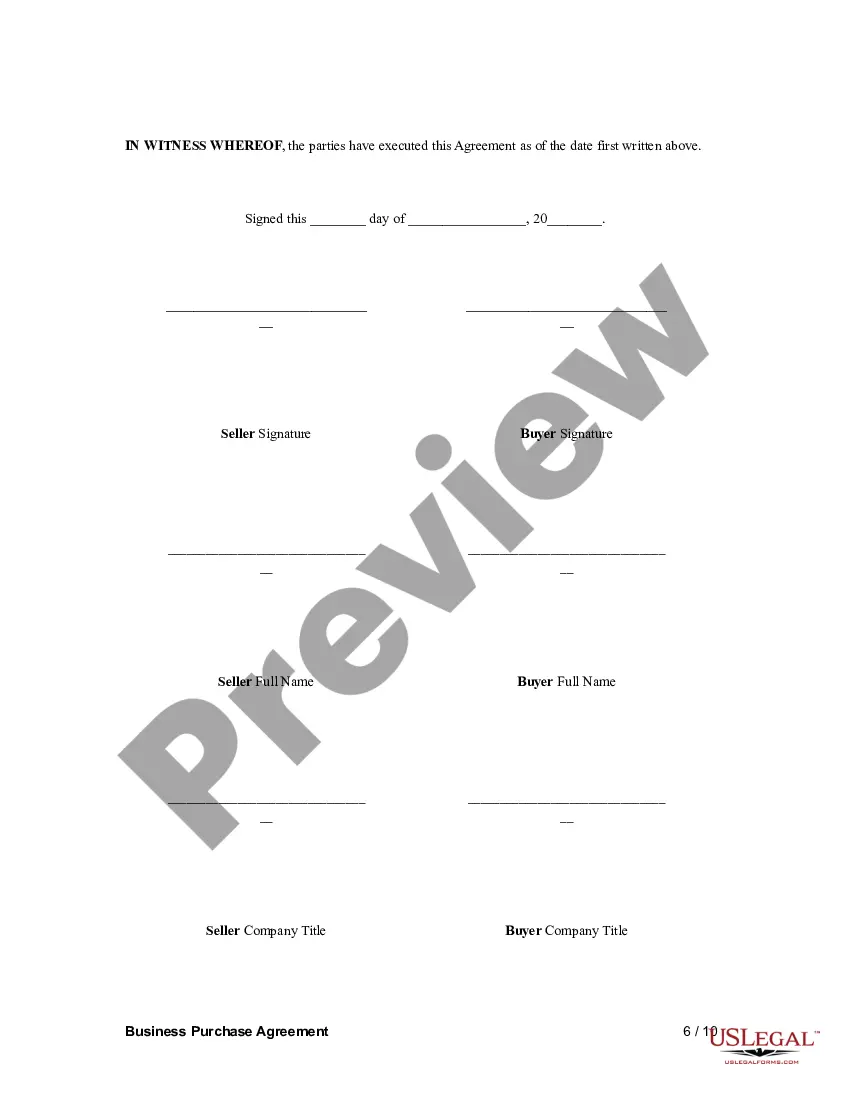 Preview Business Purchase Agreement
