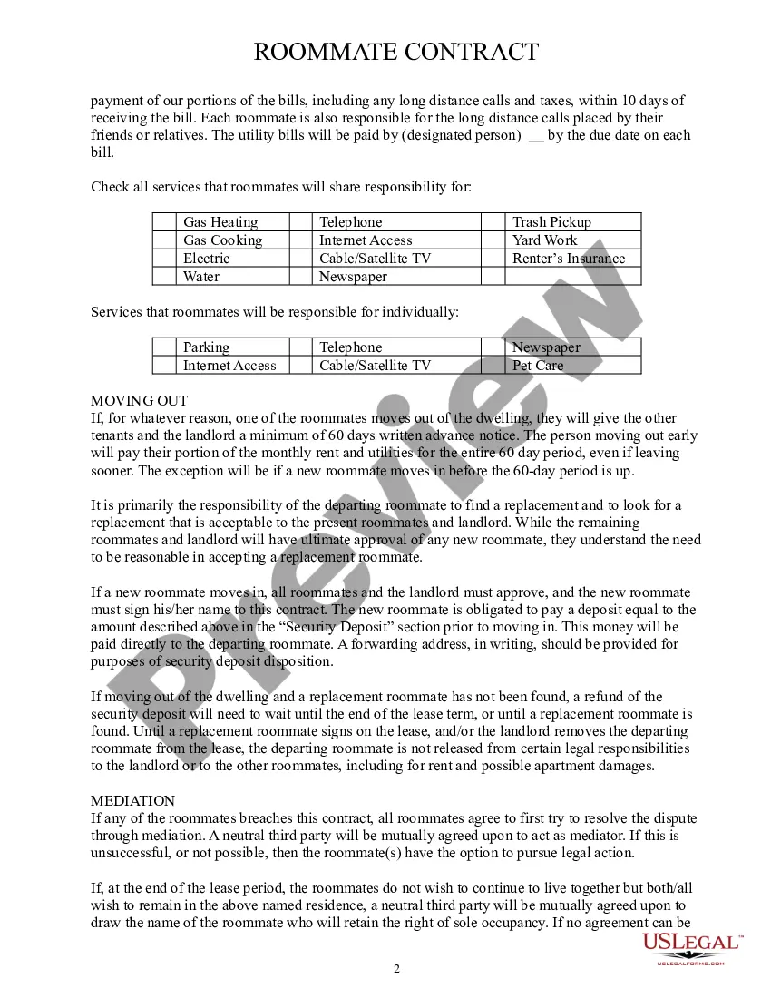 Get Roommate Contract Preview Roommate Contract