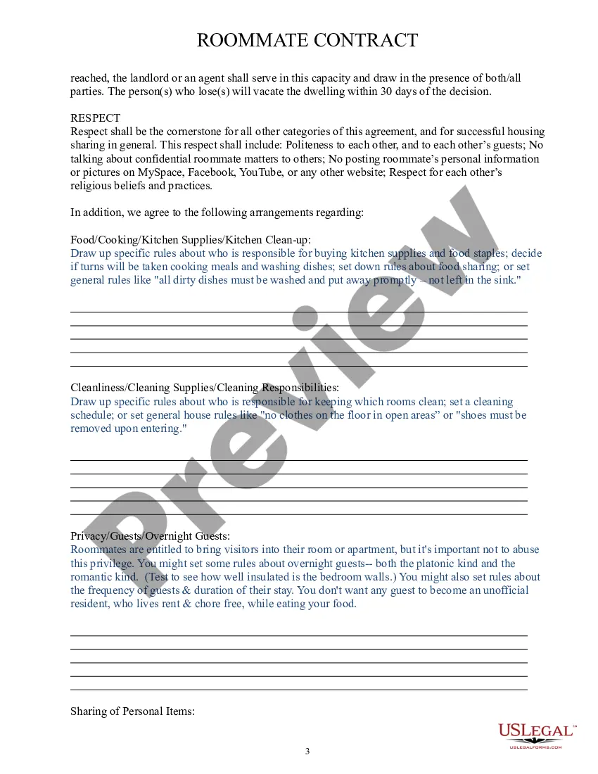 Get Roommate Contract Preview Roommate Contract