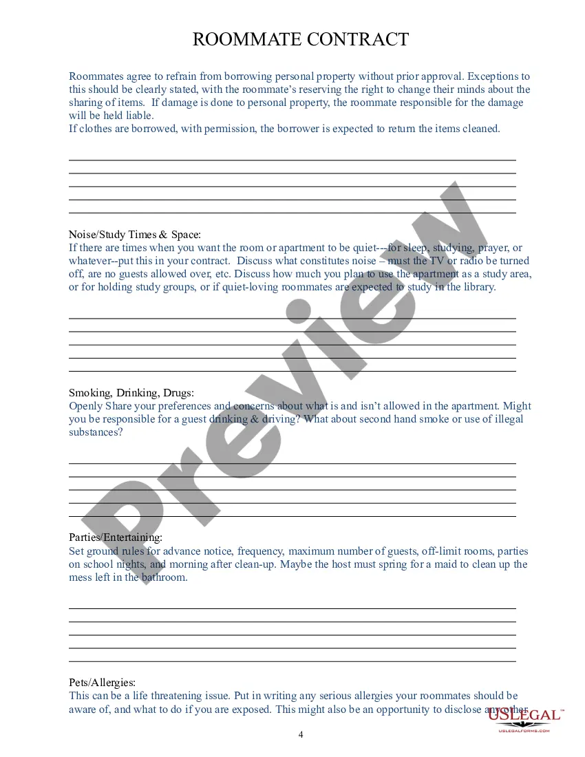 Get Roommate Contract Preview Roommate Contract