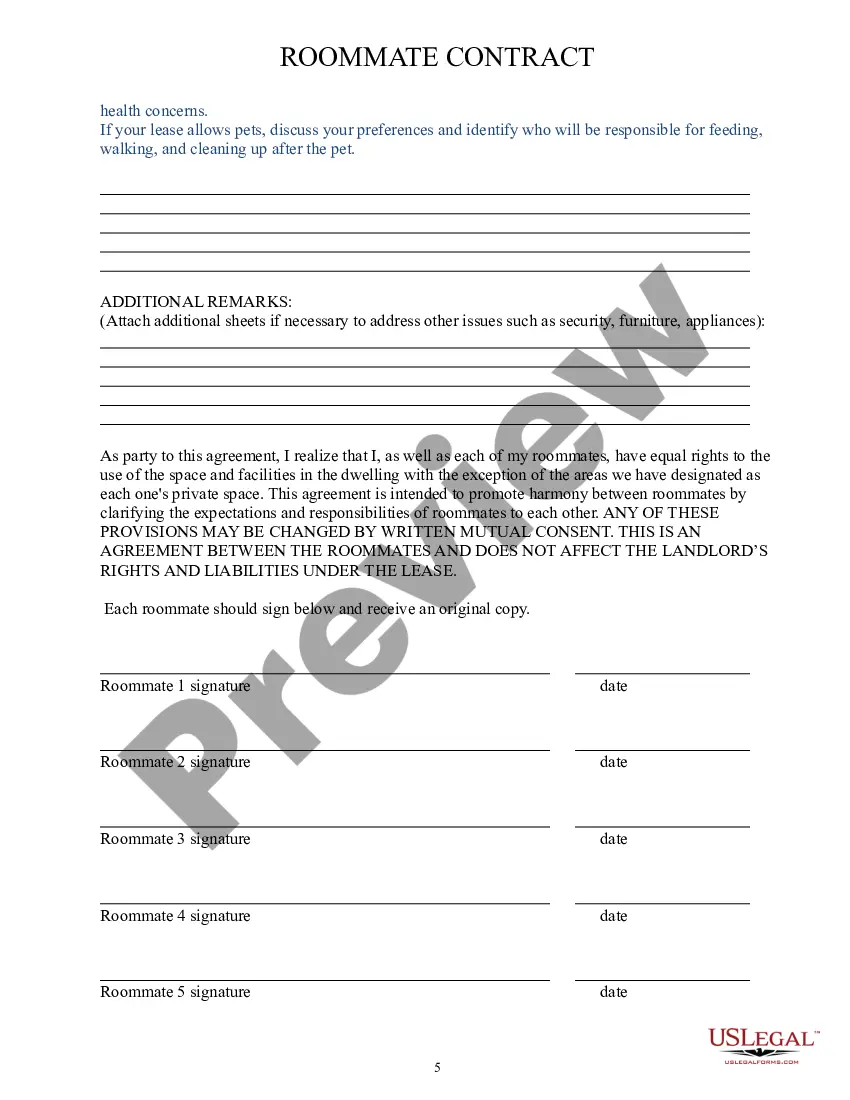 Get Roommate Contract Preview Roommate Contract
