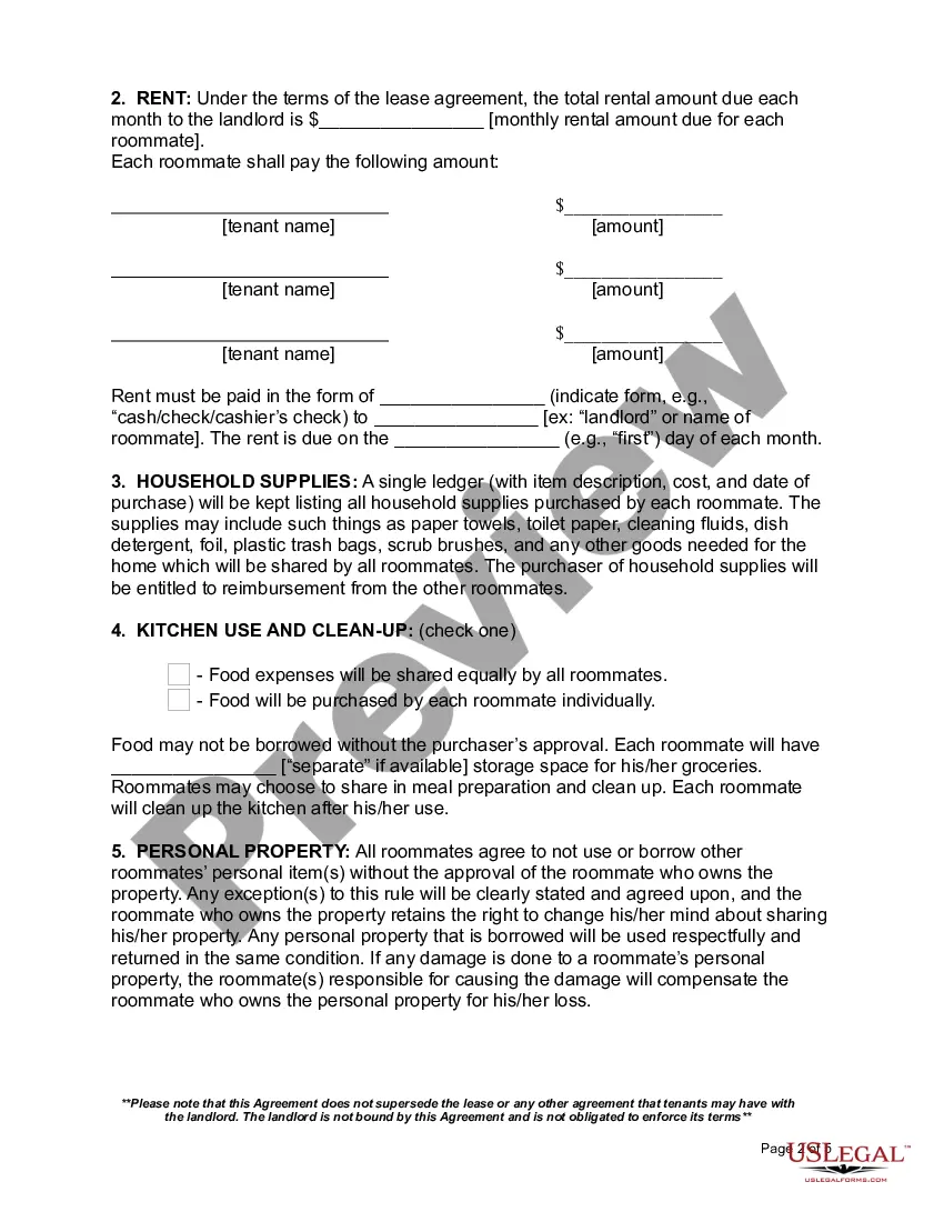 Preview Roommate Agreement