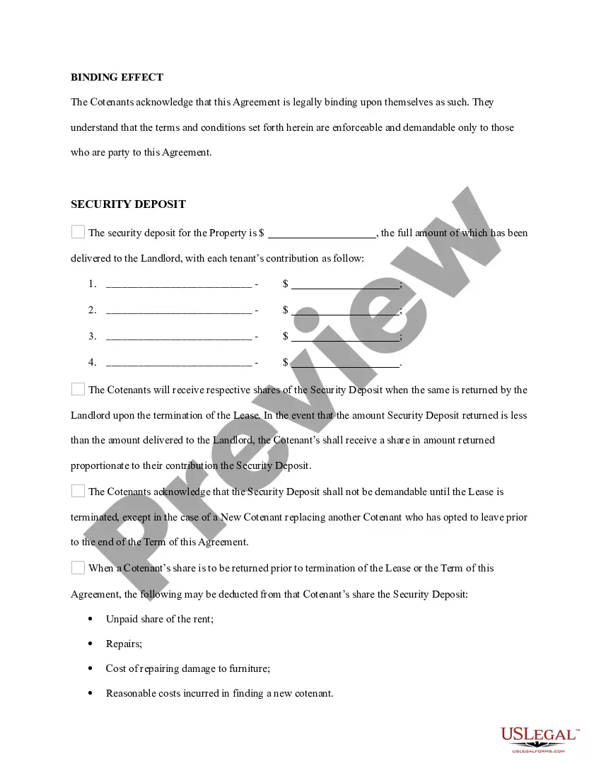 Preview Roommate Agreement for premises