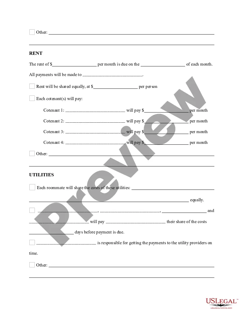 Preview Roommate Agreement for premises