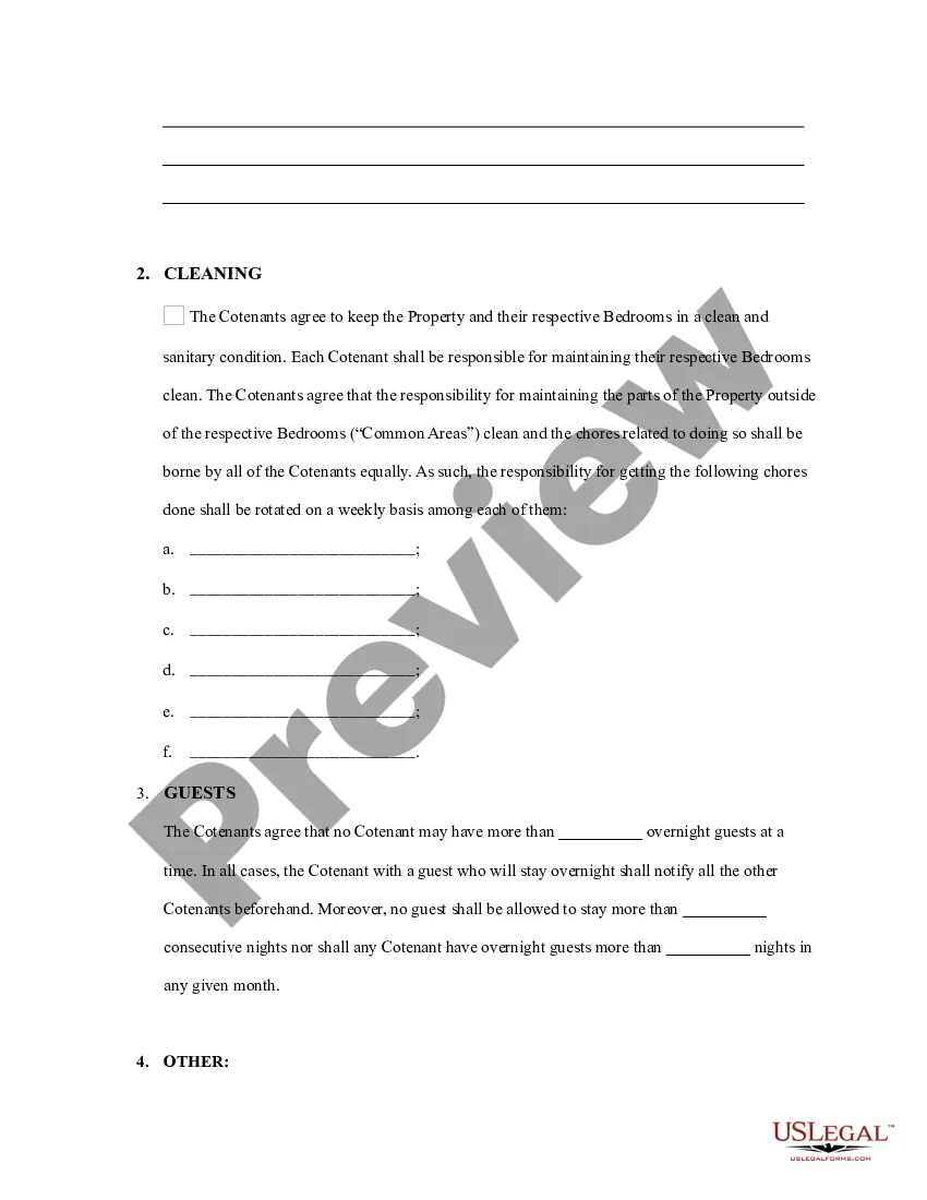 Preview Roommate Agreement for premises