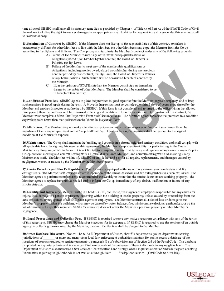 Get Housing Cooperative Contract - Terms and Conditions of Residence Preview Housing Cooperative Contract - Terms and Conditions of Residence
