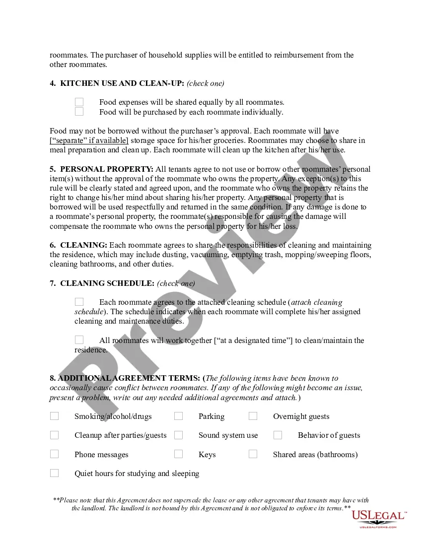 Preview Roommate Agreement