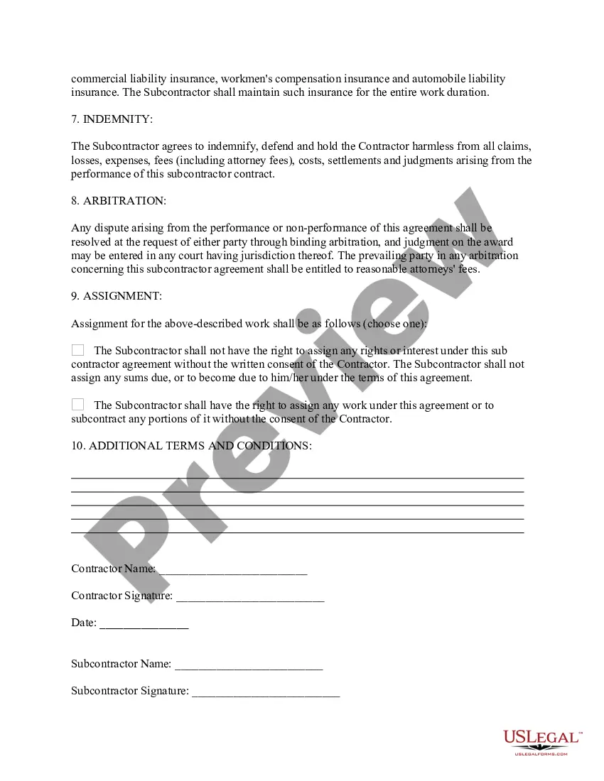 Get Basic Subcontractor Agreement Preview Basic Subcontractor Agreement