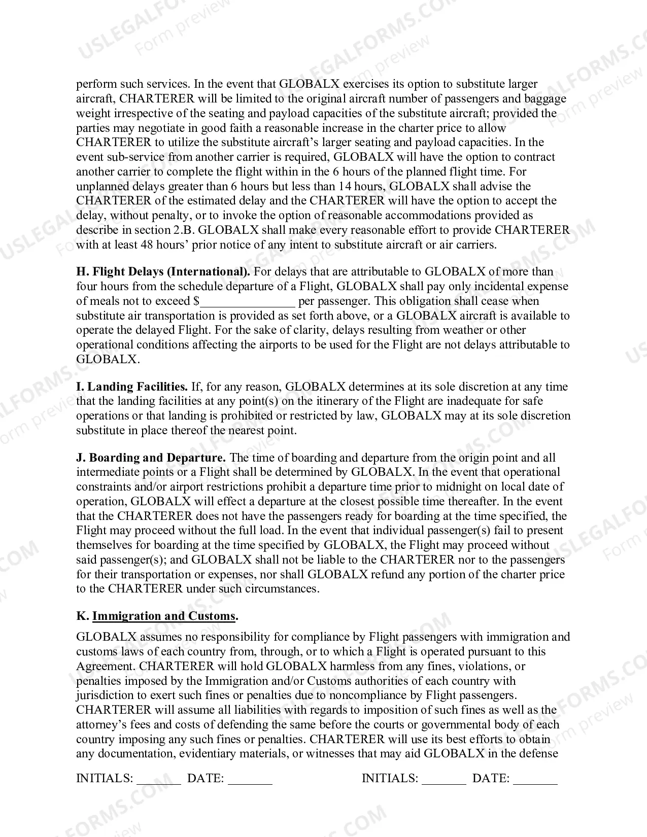 Preview Passenger Aircraft Charter Agreement