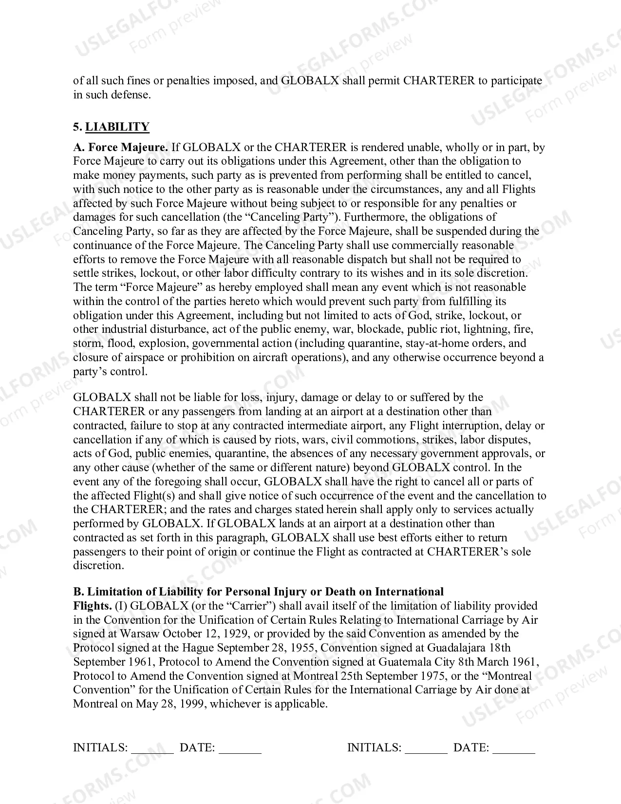 Preview Passenger Aircraft Charter Agreement