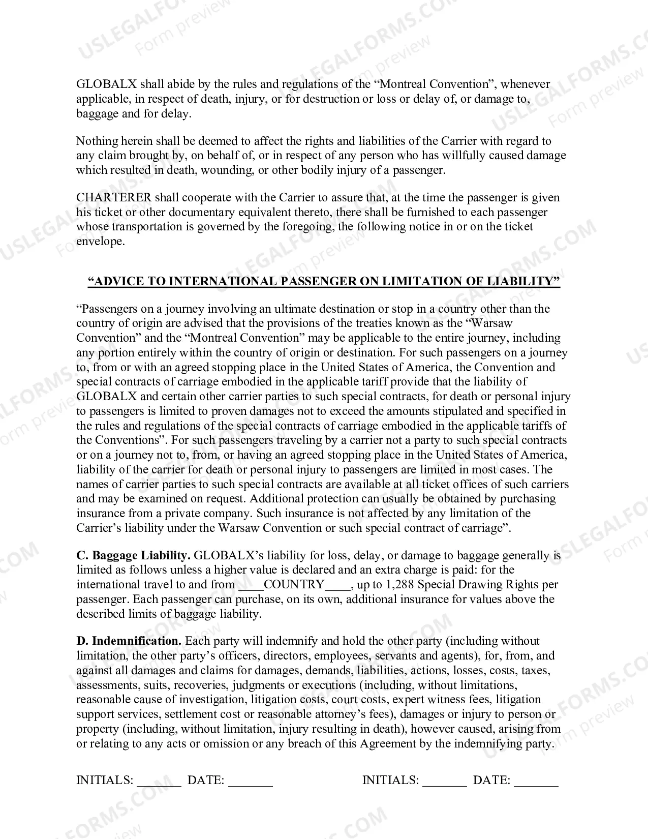 Preview Passenger Aircraft Charter Agreement