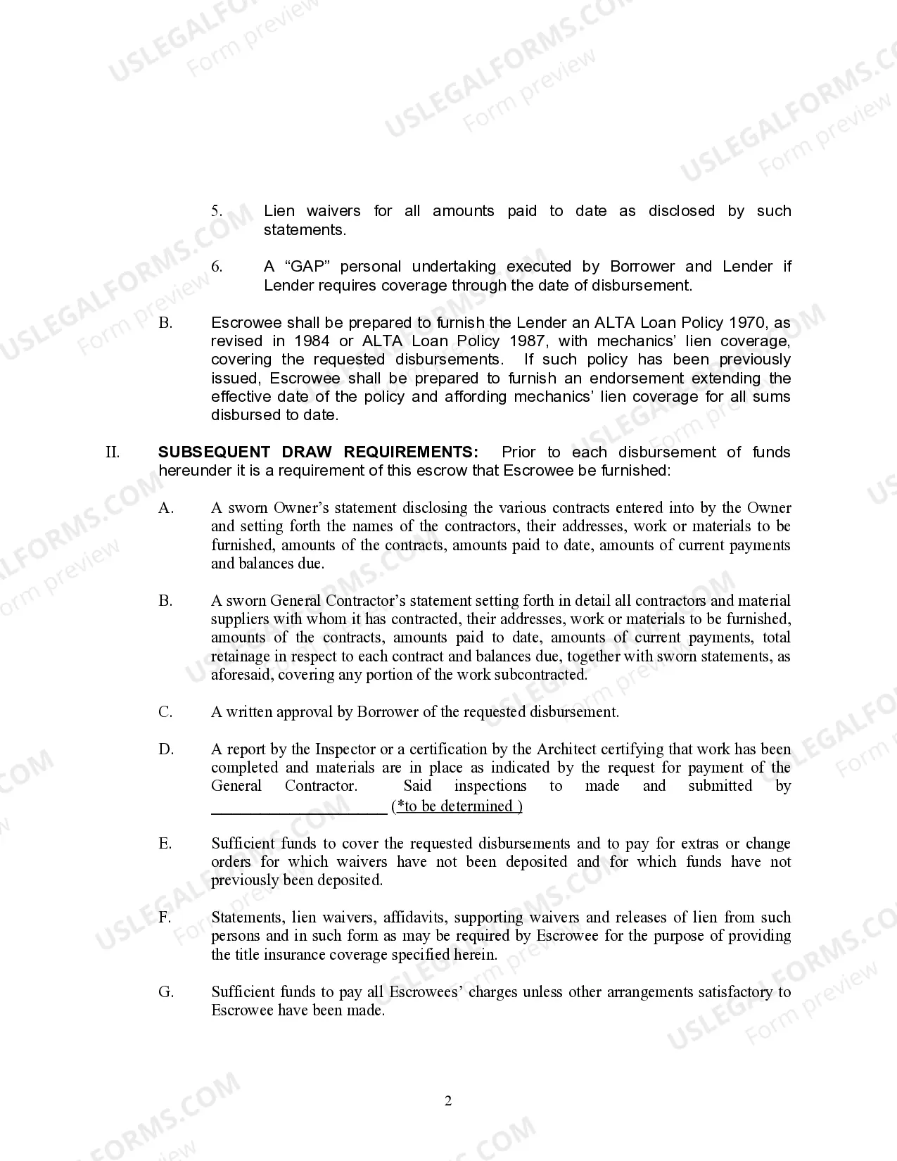 Preview Construction Loan Escrow Agreement