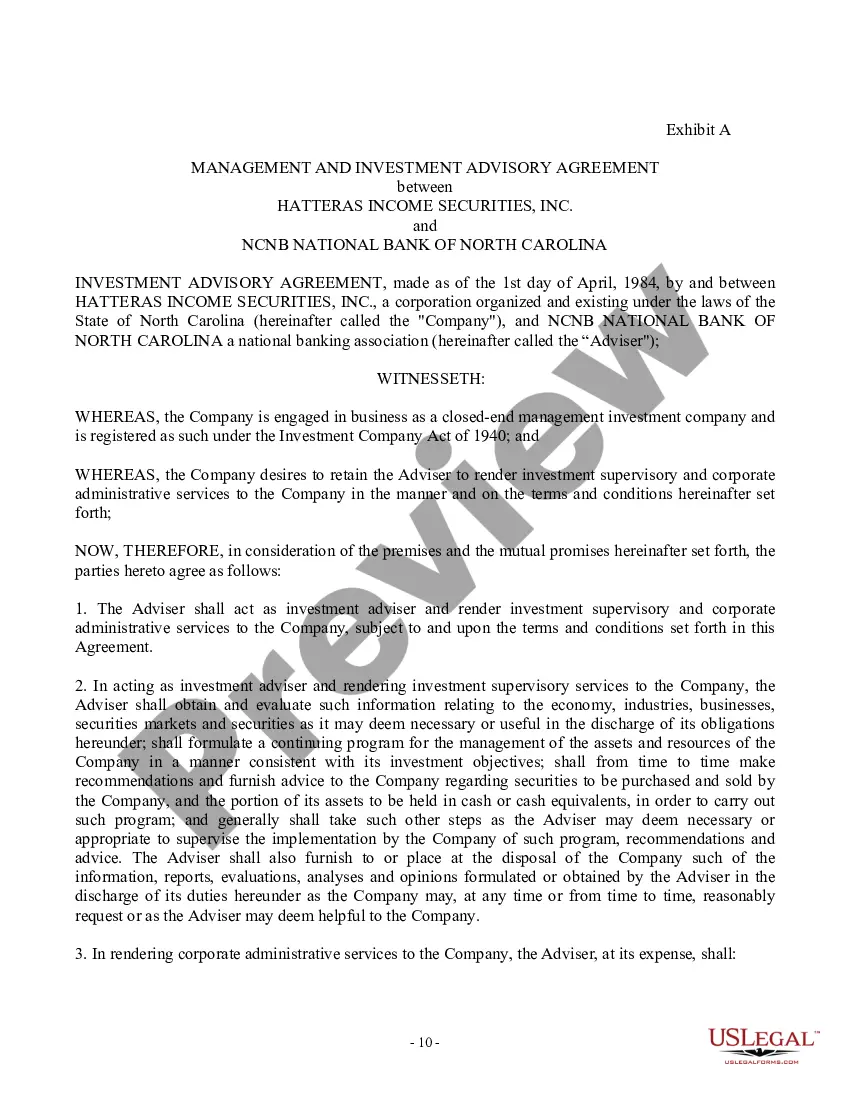 Get Proxy Statement - Hatteras Income Securities, Inc. with copy of advisory agreement Preview Proxy Statement - Hatteras Income Securities, Inc. with copy of advisory agreement
