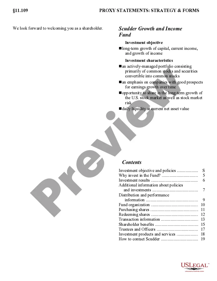 Preview Prospectus of Scudder growth and income fund
