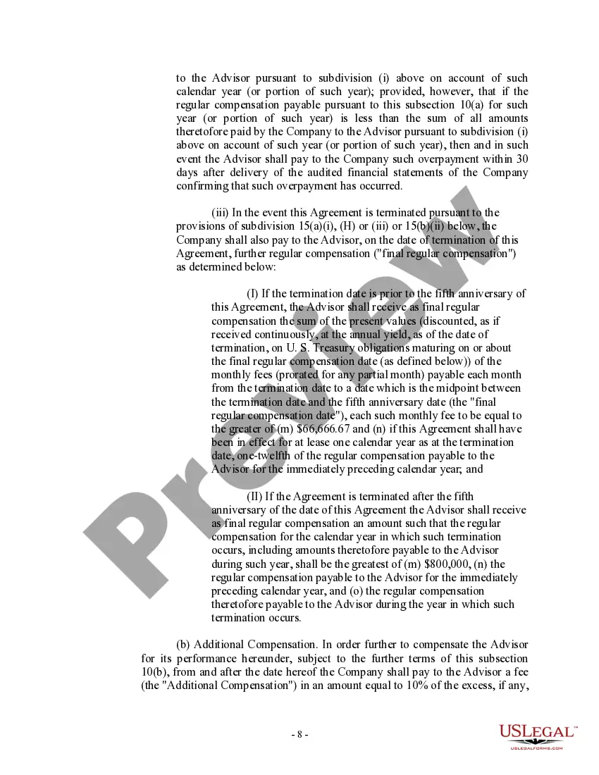 Preview Advisory Agreement between Real Estate Investment Trust and corporation