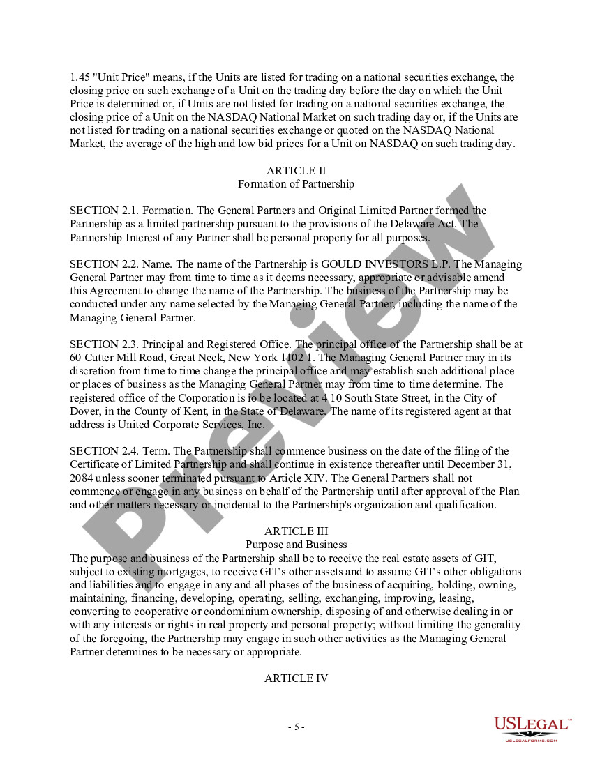 Sample Amended And Restated Partnership Agreement Of The Partnership ...