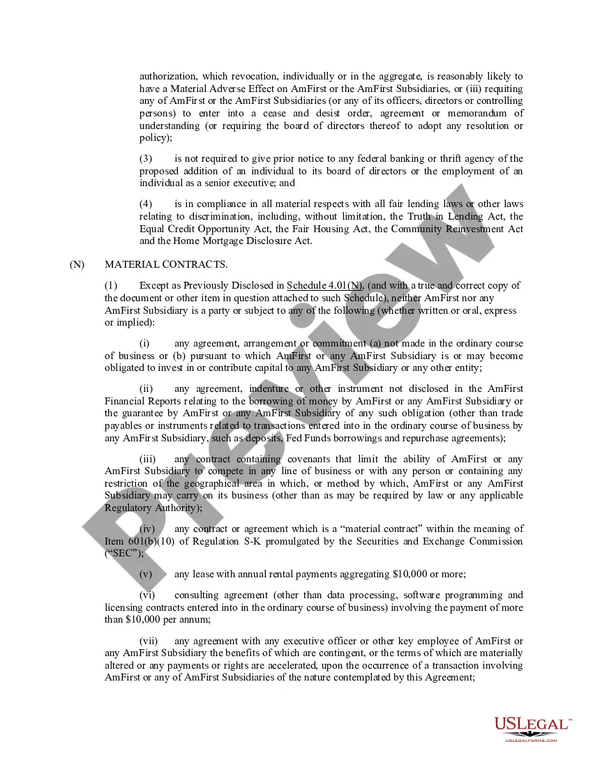 Get Agreement and Plan of Merger by Cascade Financial, Cascade Bank, Amfirst Bancorporation, and American First National Bank Preview Agreement and Plan of Merger by Cascade Financial, Cascade Bank, Amfirst Bancorporation, and American First National Bank