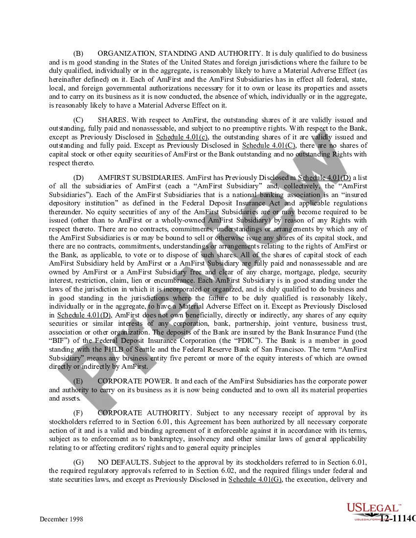 Get Agreement and Plan of Merger by Cascade Financial, Cascade Bank, Amfirst Bancorporation, and American First National Bank Preview Agreement and Plan of Merger by Cascade Financial, Cascade Bank, Amfirst Bancorporation, and American First National Bank
