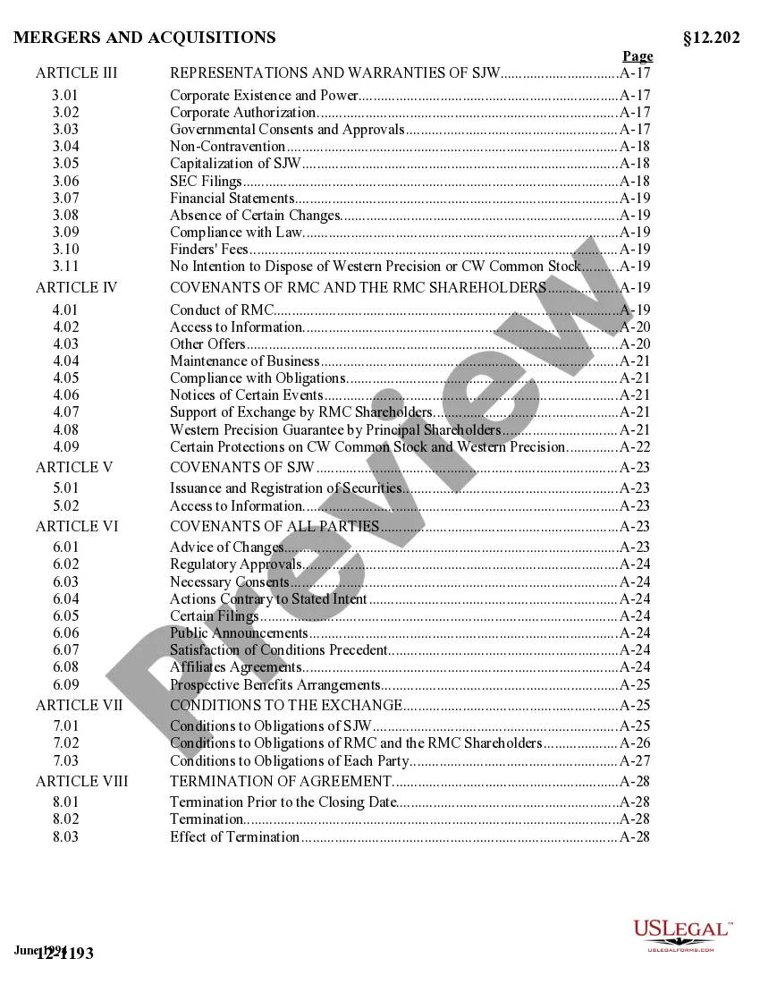Get Amended Stock Exchange Agreement by SJW Corp, Roscoe Moss Co, and RMC Shareholders - Detailed Preview Amended Stock Exchange Agreement by SJW Corp, Roscoe Moss Co, and RMC Shareholders - Detailed