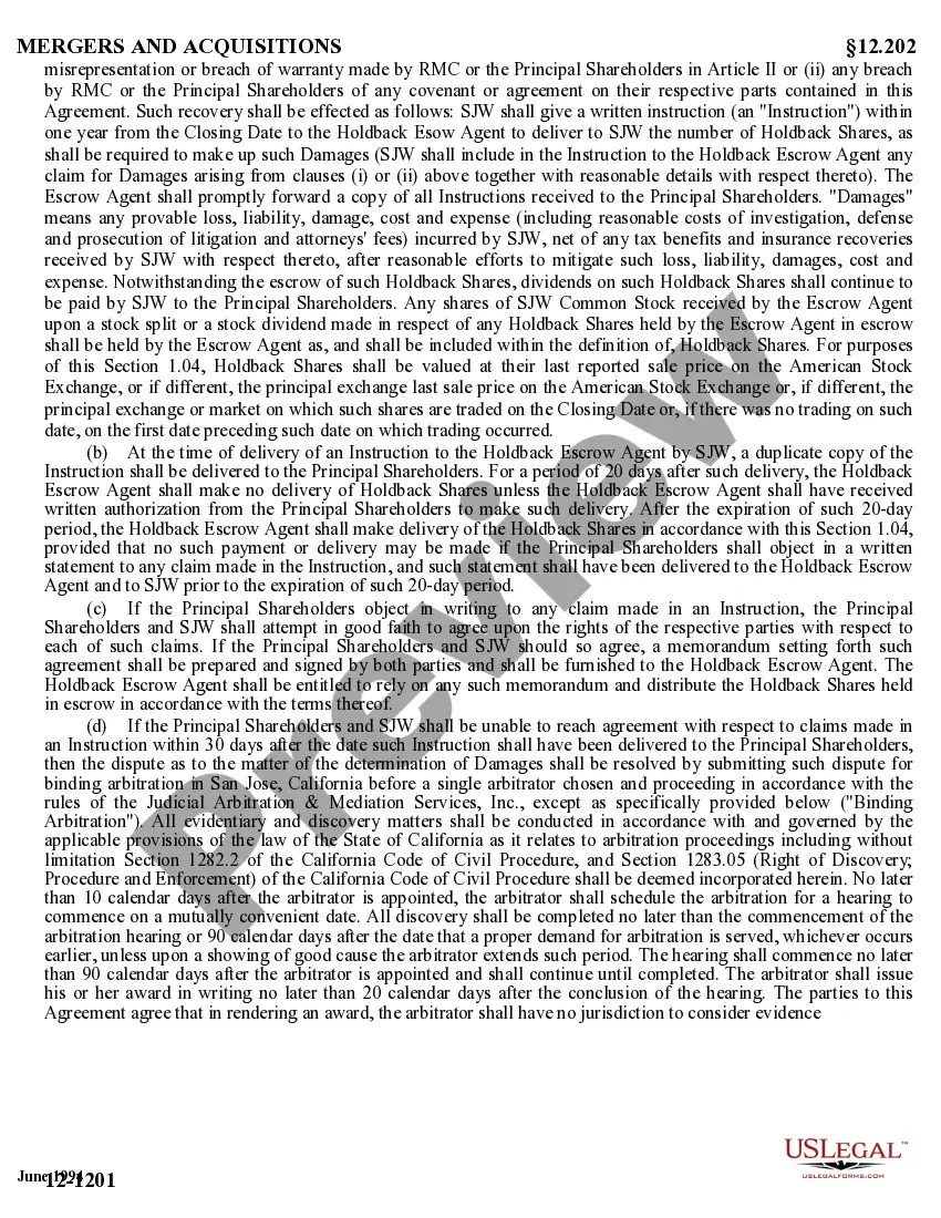 Get Amended Stock Exchange Agreement by SJW Corp, Roscoe Moss Co, and RMC Shareholders - Detailed Preview Amended Stock Exchange Agreement by SJW Corp, Roscoe Moss Co, and RMC Shareholders - Detailed