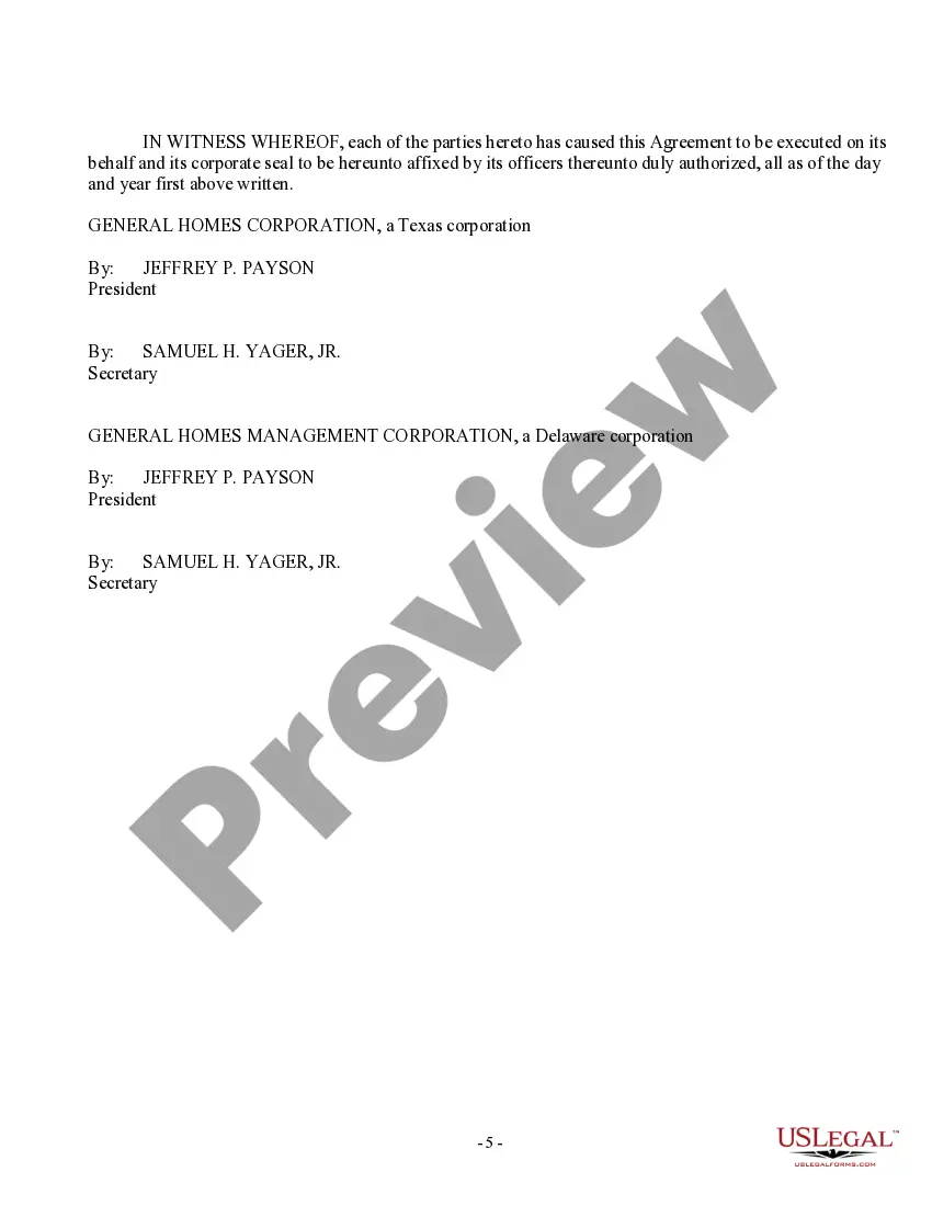 Get Agreement and Plan of Merger by General Homes Corp and General Homes Management Corp Preview Agreement and Plan of Merger by General Homes Corp and General Homes Management Corp