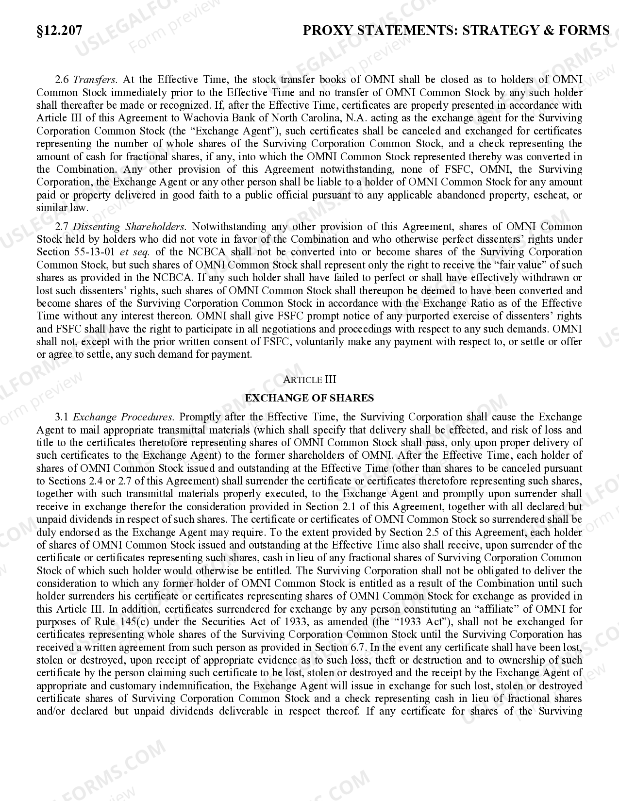 Agreement of Combination US Legal Forms