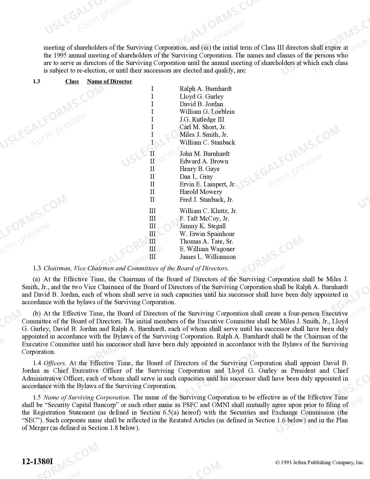 Agreement of Combination US Legal Forms