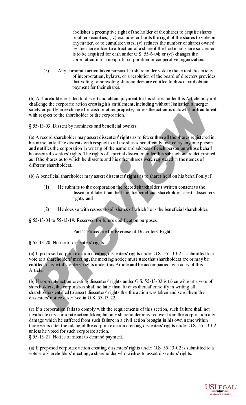 Get Article 13 - Dissenters' Rights Preview Article 13 - Dissenters' Rights