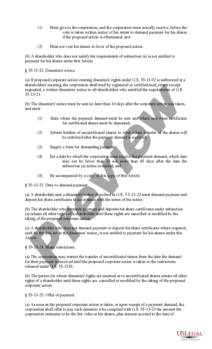 Get Article 13 - Dissenters' Rights Preview Article 13 - Dissenters' Rights