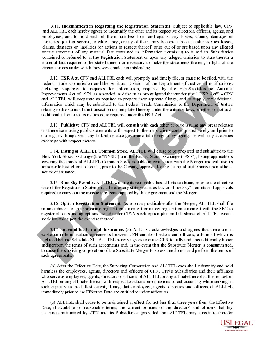Get Plan of Reorganization and Merger between CP National Corp. and Alltel Corp. Preview Plan of Reorganization and Merger between CP National Corp. and Alltel Corp.