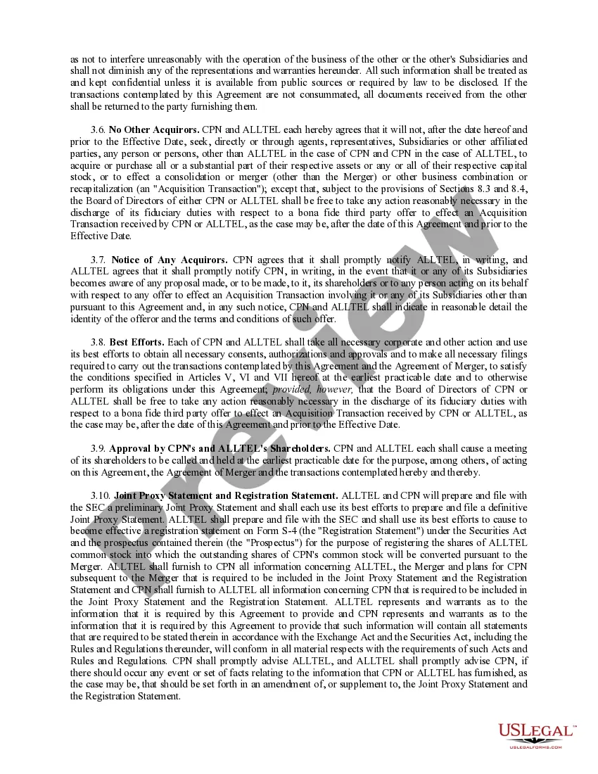 Get Plan of Reorganization and Merger between CP National Corp. and Alltel Corp. Preview Plan of Reorganization and Merger between CP National Corp. and Alltel Corp.