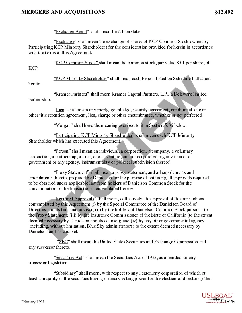Get Exchange Agreement by Danielson Holding Corp., Mission American Insurance Co., and KCP Shareholders Preview Exchange Agreement by Danielson Holding Corp., Mission American Insurance Co., and KCP Shareholders