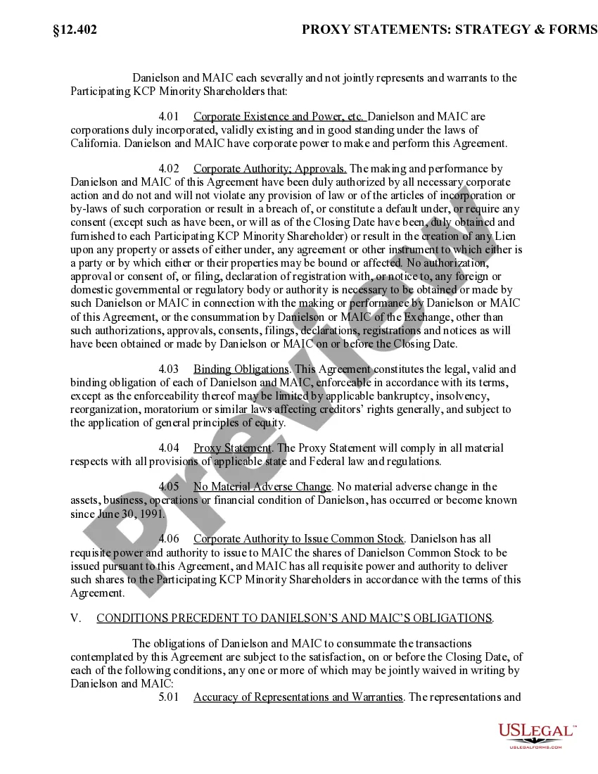 Get Exchange Agreement by Danielson Holding Corp., Mission American Insurance Co., and KCP Shareholders Preview Exchange Agreement by Danielson Holding Corp., Mission American Insurance Co., and KCP Shareholders
