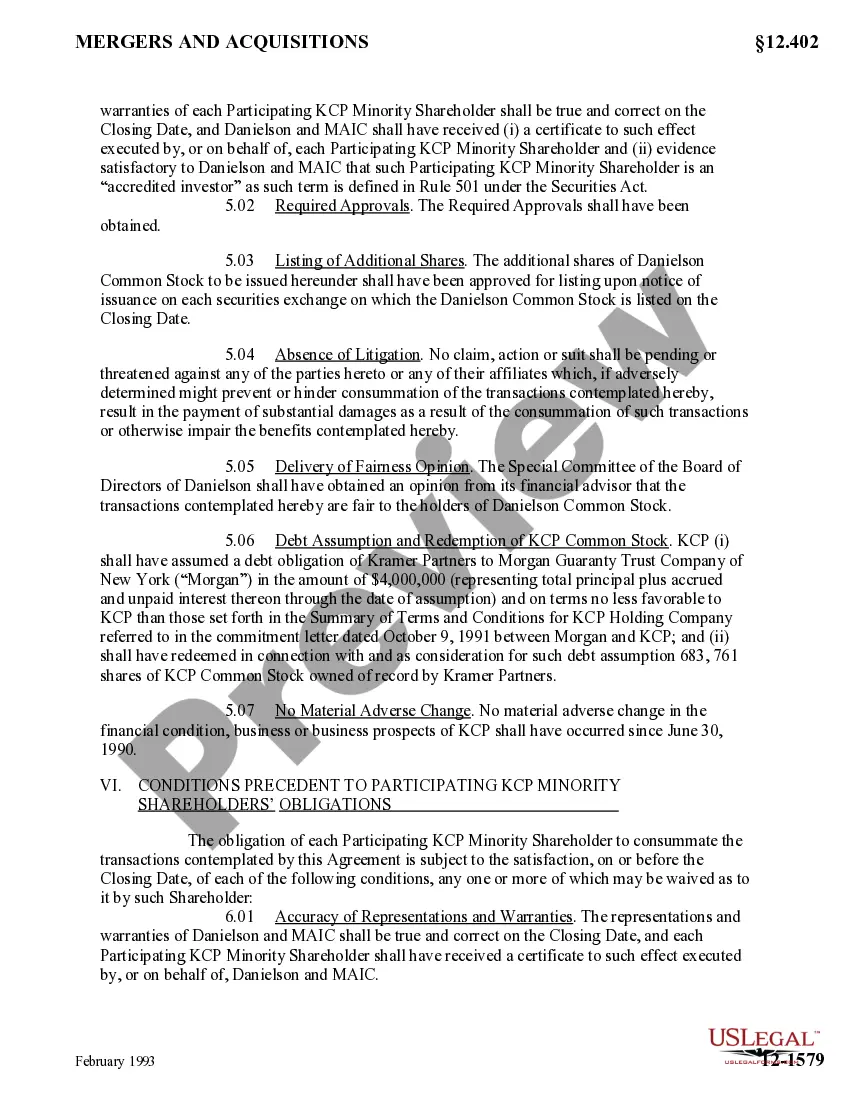 Get Exchange Agreement by Danielson Holding Corp., Mission American Insurance Co., and KCP Shareholders Preview Exchange Agreement by Danielson Holding Corp., Mission American Insurance Co., and KCP Shareholders
