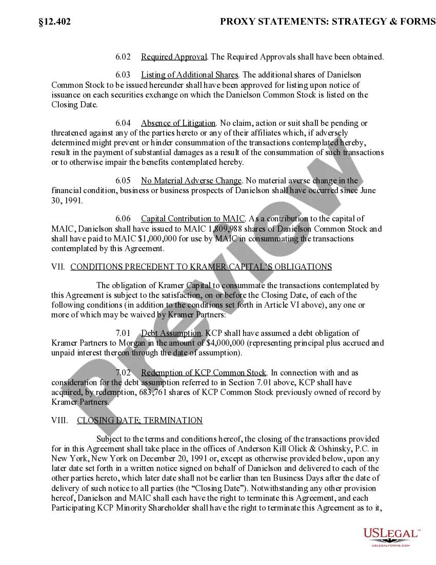 Get Exchange Agreement by Danielson Holding Corp., Mission American Insurance Co., and KCP Shareholders Preview Exchange Agreement by Danielson Holding Corp., Mission American Insurance Co., and KCP Shareholders